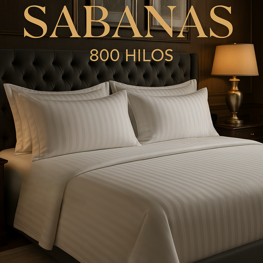 SABANAS DE LUJO EN ALGODON DE 800 HILOS + 4 FUNDAS