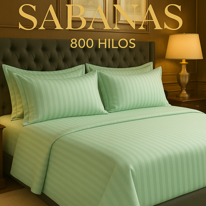 SABANAS DE LUJO EN ALGODON DE 800 HILOS + 4 FUNDAS