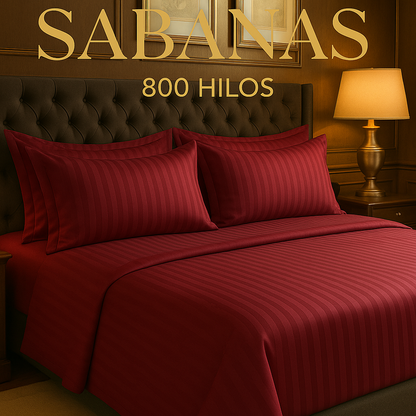 SABANAS DE LUJO EN ALGODON DE 800 HILOS + 4 FUNDAS